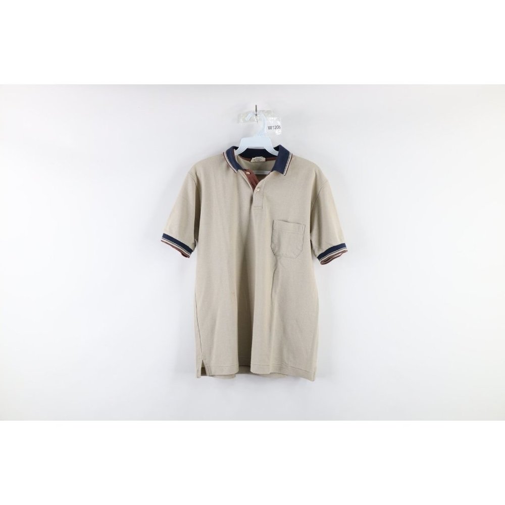 Vintage 70s Lord Jeff Mens Medium Distressed Striped Collared Polo Shirt Japan